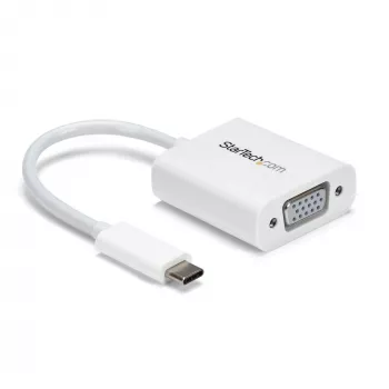 StarTech.com USB-C to VGA Adapter - White, 3.2 Gen 1 (3.1 Gen 1), USB Type-C, VGA (D-Sub) output, 1920 x 1200 pixels
