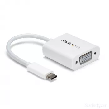 StarTech.com USB-C to VGA Adapter - White, 3.2 Gen 1 (3.1 Gen 1), USB Type-C, VGA (D-Sub) output, 1920 x 1200 pixels