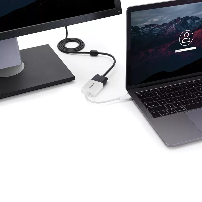 StarTech.com USB-C to VGA Adapter - White, 3.2 Gen 1 (3.1 Gen 1), USB Type-C, VGA (D-Sub) output, 1920 x 1200 pixels