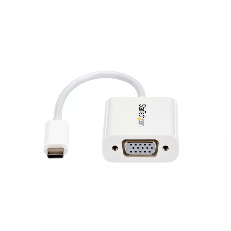 StarTech.com USB-C to VGA Adapter - White, 3.2 Gen 1 (3.1 Gen 1), USB Type-C, VGA (D-Sub) output, 1920 x 1200 pixels