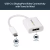 StarTech.com USB C to DisplayPort Adapter - 4K 60Hz/8K 30Hz - USB Type-C to DP 1.4 HBR2 Adapter Dongle - Compact USB-C (DP Alt Mode) Monitor Video Converter - Thunderbolt 3 Compatible - White