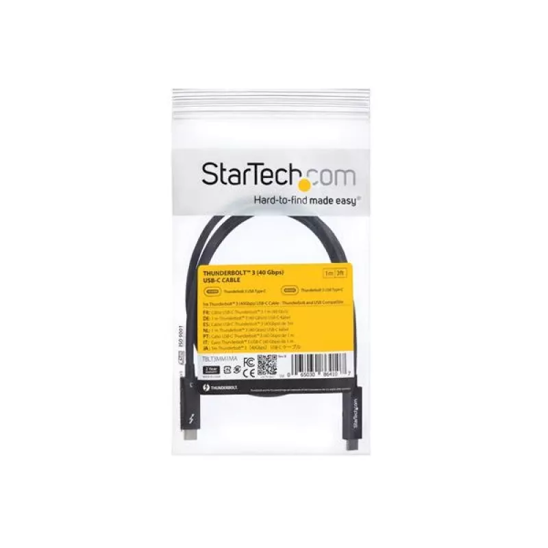 StarTech.com 3 ft. (1 m) Thunderbolt 3 Cable with 100W Power Delivery - 40Gbps