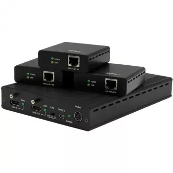 StarTech.com 3-Port HDBaseT Extender Kit with 3 Receivers - 1x3 HDMI over CAT5e Splitter - Up to 4K