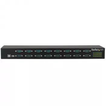 StarTech.com 16-Port USB-to-Serial Adapter Hub, USB 2.0 Type-B, Serial, 480 Mbit/s, Black, Steel, 36 W