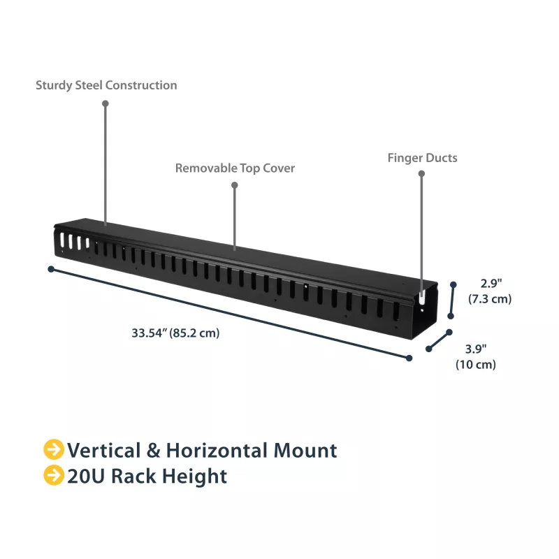 StarTech.com Vertical Cable Organizer with Finger Ducts - 0U - 3 ft.