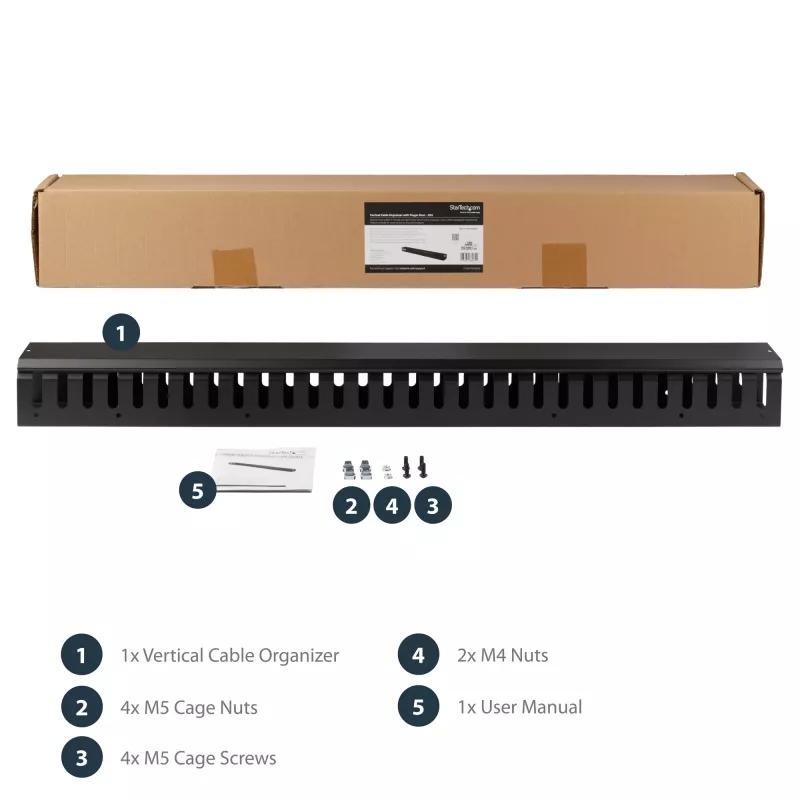 StarTech.com Vertical Cable Organizer with Finger Ducts - 0U - 3 ft.