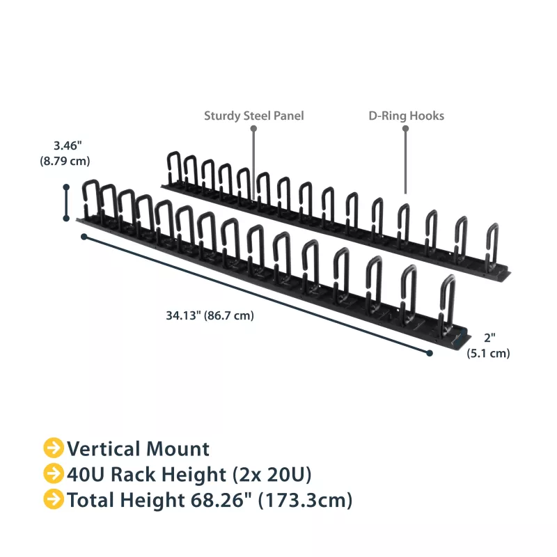StarTech.com Vertical Cable Organizer with D-Ring Hooks - 0U - 6 ft.