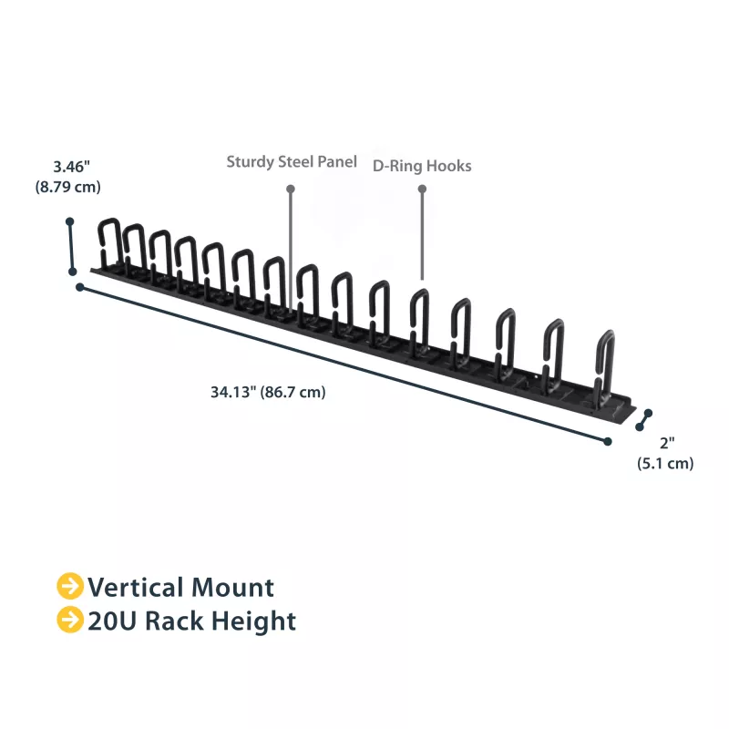 StarTech.com Vertical Cable Organizer with D-Ring Hooks - 0U - 2.8ft.