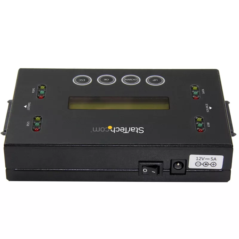 StarTech.com 1:1 Standalone Hard Drive Duplicator & Eraser, USB Thumb Drive and SATA HDD/SSD Disk Cloner & Eraser, LCD display, TAA Compliant, OS Independent