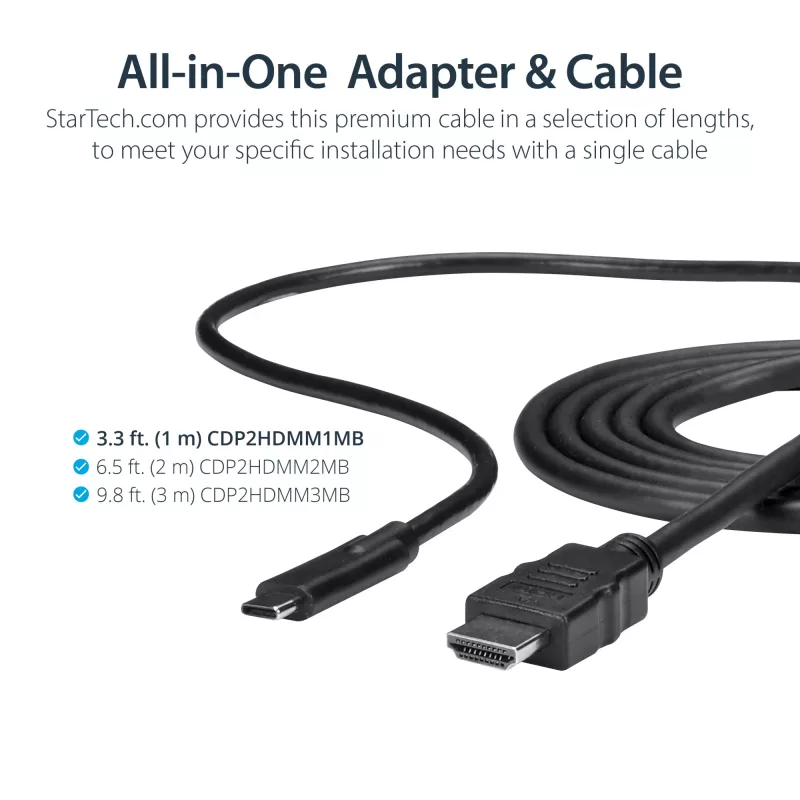 StarTech.com 3ft (1m) USB C to HDMI Cable - 4K 30Hz USB Type-C to HDMI Video Display Converter - USB-C DP Alt Mode to HDMI Monitor Adapter Cord - Thunderbolt Compatible