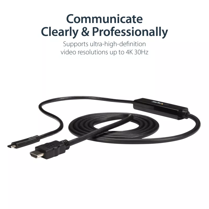 StarTech.com 3ft (1m) USB C to HDMI Cable - 4K 30Hz USB Type-C to HDMI Video Display Converter - USB-C DP Alt Mode to HDMI Monitor Adapter Cord - Thunderbolt Compatible