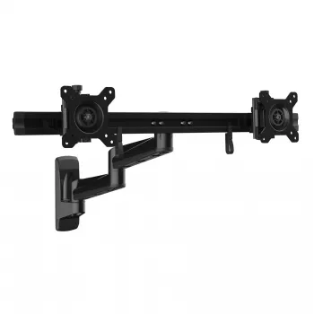 StarTech.com Wall Mount Dual Monitor Arm – Articulating Ergonomic VESA Wall Mount for 2x 24 inch Displays – Synchronized Adjustable Crossbar – Tilt/Swivel/Rotate- Double Screen Mount Bracket