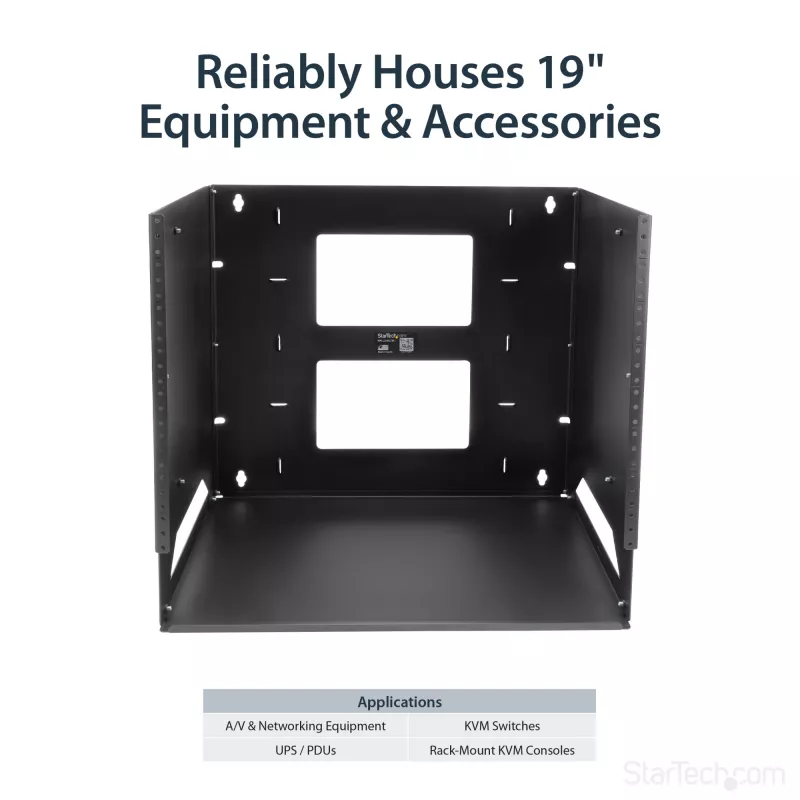 StarTech.com Wall-Mount Server Rack with Built-in Shelf - Solid Steel - 8U