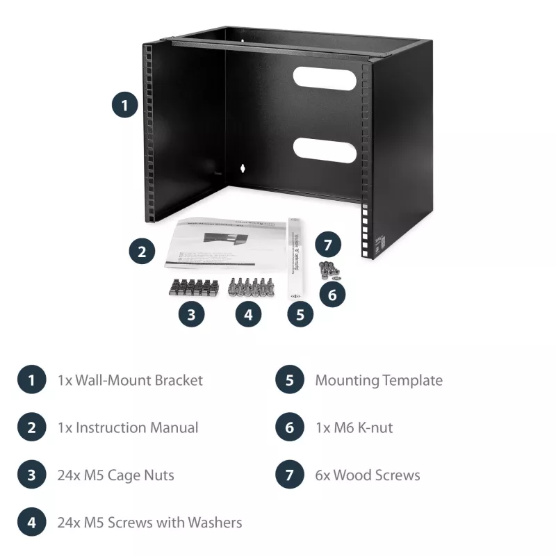 StarTech.com 8U Wall Mount Network Rack - 14 inch Deep (Low Profile) - 19 inch Patch Panel Bracket for Shallow Server and IT Equipment, Network Switches - 80lbs/36kg Weight Capacity, Black