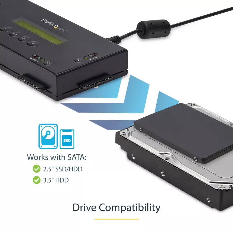 StarTech.com 4 Bay SSD/HDD Hard Drive Eraser - 2.5 inch & 3.5 inch SATA - Hostless Standalone Secure Erase External Disk Sanitizer - 9 Erase Modes - RS232 Printer Port - NIST/DOD & TAA Compliant