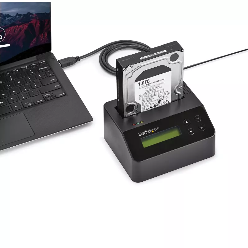 StarTech.com Single Bay Hard Drive Eraser, Standalone HDD/SSD Sanitizer, 4Kn, USB 3.0 to SATA III (6 Gbps), 9 Erase Modes, LCD Display, Secure Erase Hard Disk Sanitizer Dock, DB-9 Printer Port, TAA Compliant