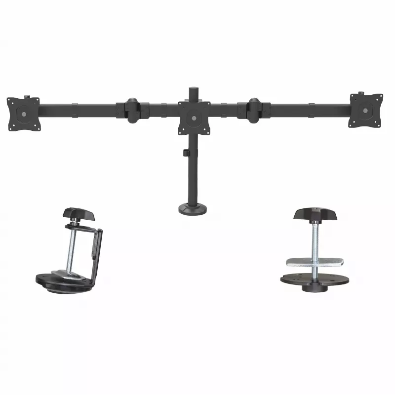StarTech.com Desk Mount Triple Monitor Arm - Ergonomic VESA 3 Monitor Mount up to 27 inch - Articulating & Height Adjustable Pole Mount - Tilt/Swivel/Rotate LCD/LED Screen - Desk Clamp/Grommet