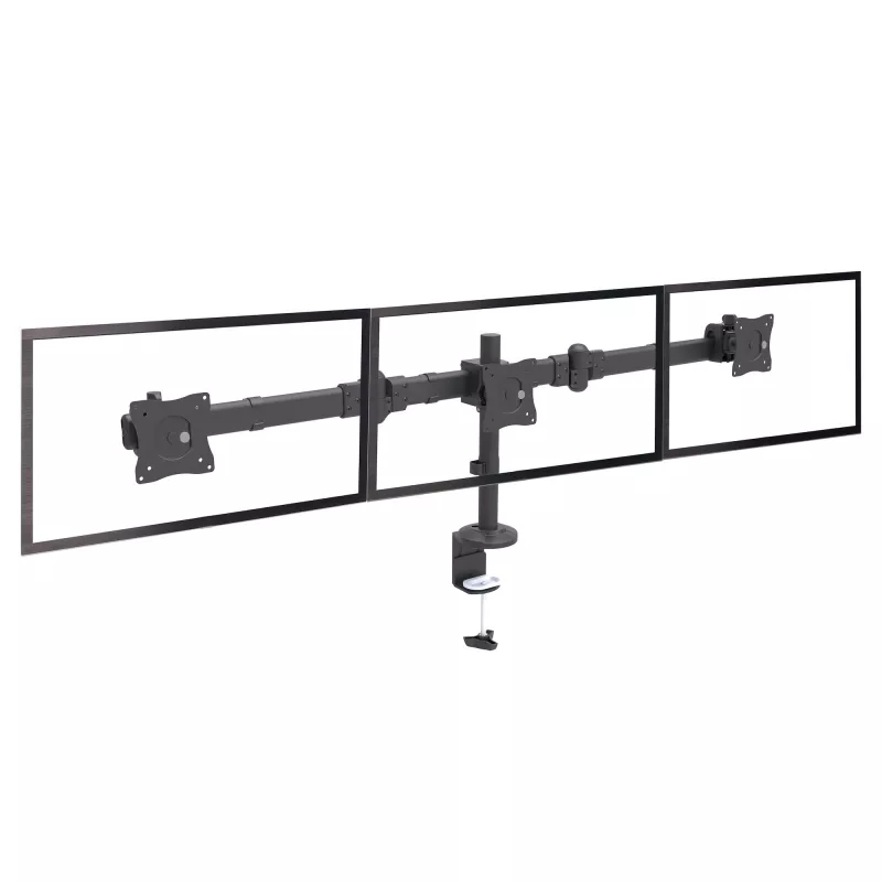 StarTech.com Desk Mount Triple Monitor Arm - Ergonomic VESA 3 Monitor Mount up to 27 inch - Articulating & Height Adjustable Pole Mount - Tilt/Swivel/Rotate LCD/LED Screen - Desk Clamp/Grommet