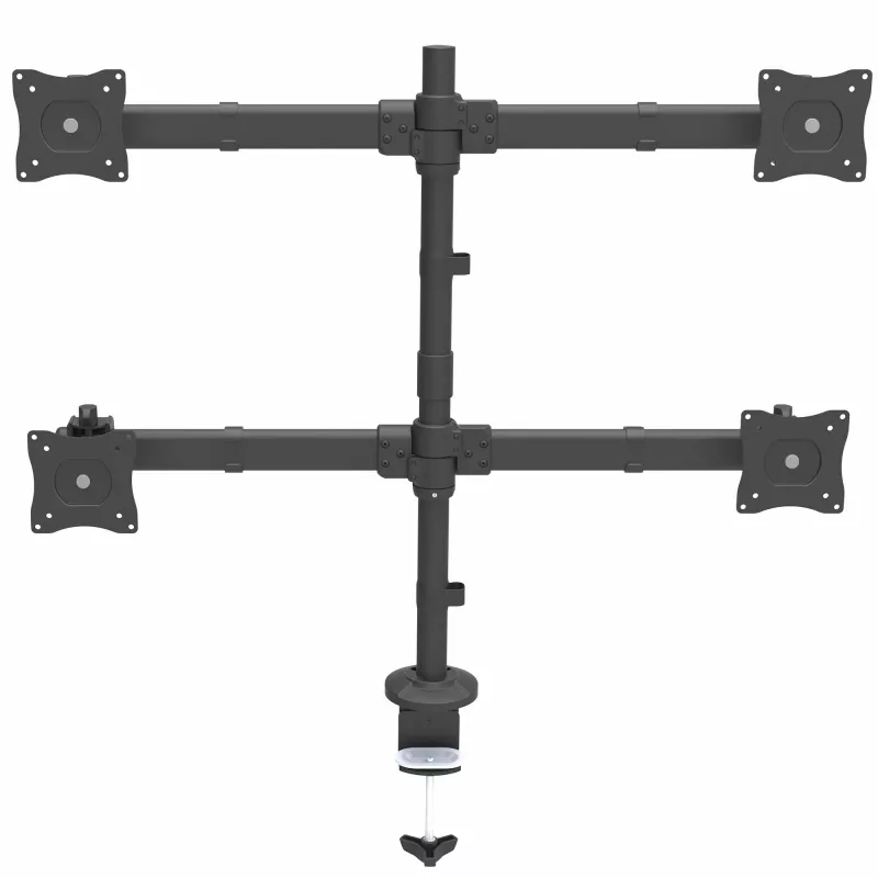 StarTech.com Desk Mount Quad Monitor Arm - Ergonomic VESA 4 Monitor Mount 2x2 up to 27 inch - Articulating & Height Adjustable Pole Mount - Tilt/Swivel/Rotate LCD/LED Screen - Desk Clamp/Grommet