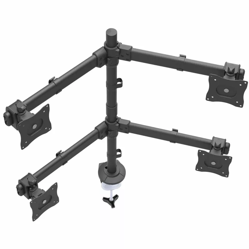 StarTech.com Desk Mount Quad Monitor Arm - Ergonomic VESA 4 Monitor Mount 2x2 up to 27 inch - Articulating & Height Adjustable Pole Mount - Tilt/Swivel/Rotate LCD/LED Screen - Desk Clamp/Grommet