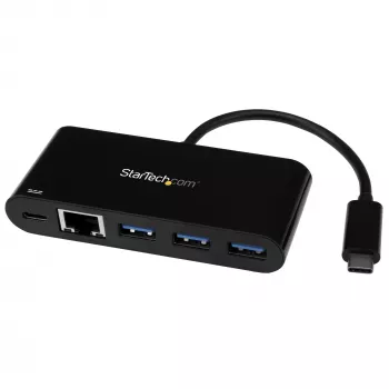 StarTech.com 3 Port USB-C Hub with Gigabit Ethernet & 60W Power Delivery Passthrough Laptop Charging - USB-C to 3x USB-A (USB 3.0 SuperSpeed 5Gbps) - USB 3.1/3.2 Gen 1 Type-C Adapter Hub~3 Port USB-C Hub with Gigabit Ethernet & 60W Power Delivery Passthrough Laptop Charging - USB-C to 3x USB-A (USB 3.0 SuperSpeed 5Gbps) - USB 3.2 Gen 1 Type-C Adapter Hub