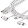 StarTech.com 1 m (3 ft.) USB Multi Charging Cable - USB to Micro-USB or USB-C or Lightning for iPhone / iPad / iPod / Android - Apple MFi Certified - 3 in 1 USB Charger - Braided