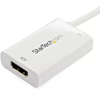 StarTech.com USB C to HDMI 2.0 Adapter with Power Delivery - 4K 60Hz USB Type-C to HDMI Display Video Converter - 60W PD Pass-Through Charging Port - Thunderbolt 3 Compatible - White