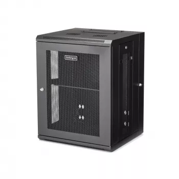 StarTech.com 4-Post 15U Wall Mount Network Cabinet with 1U Shelf, 19 inch Hinged Wall-Mounted Server Rack for Data / AV / Electronics / Computer Equipment, Flexible Vented Rack Enclosure
