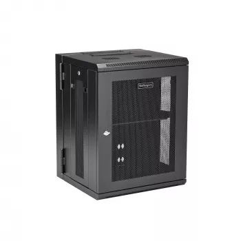 StarTech.com 4-Post 15U Wall Mount Network Cabinet with 1U Shelf, 19 inch Hinged Wall-Mounted Server Rack for Data / AV / Electronics / Computer Equipment, Flexible Vented Rack Enclosure