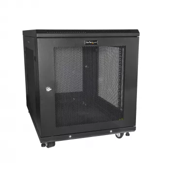 StarTech.com 4-Post 12U Server Rack Cabinet, Lockable 19 inch Data Rack Cabinet for Computer / AV / IT Equipment, Office / Home Network Rack with Casters & Adjustable Mounting Rails