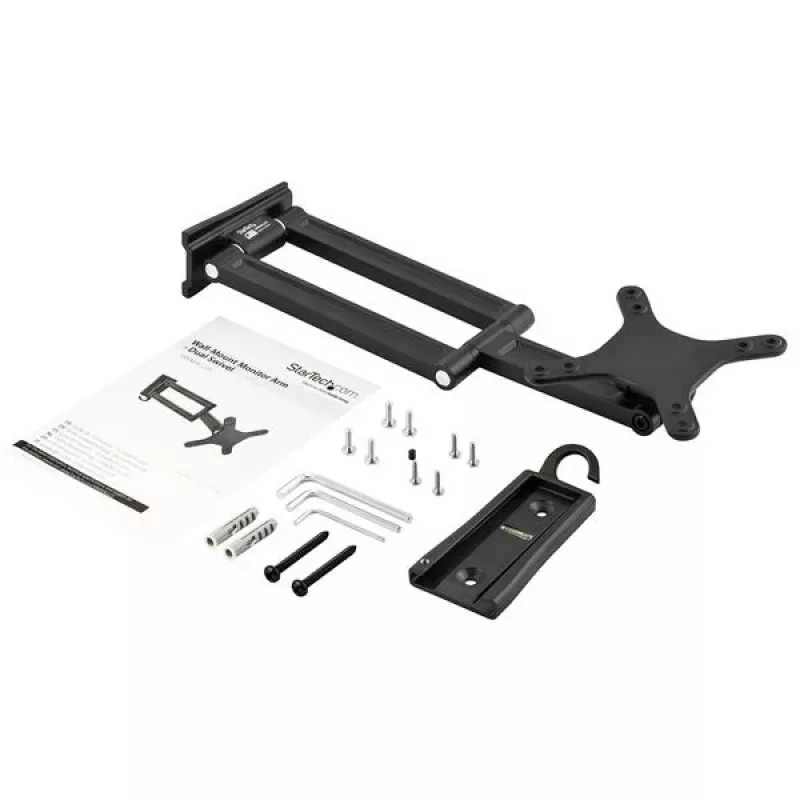 StarTech.com Wall-Mount Monitor Arm - Dual Swivel, 15 kg, 33 cm (13 inch), 68.6 cm (27 inch), 75 x 75 mm, 100 x 100 mm, Black