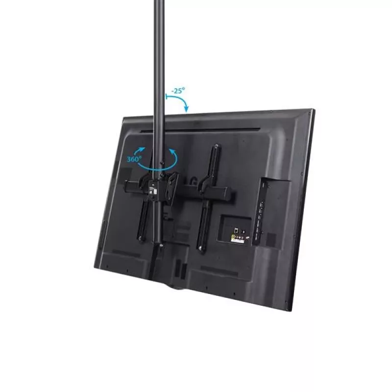 StarTech.com TV Ceiling Mount - Full-Motion Universal Hanging Single Screen Mount with Adjustable Telescopic Short Pole - Tilt / Swivel - VESA Bracket for 32”-75 inch Displays