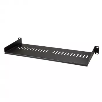 StarTech.com 1U Server Rack Shelf - Universal Vented Rack Mount Cantilever Tray for 19 inch Network Equipment Rack & Cabinet - Heavy Duty Steel – Weight Capacity 44lb/20kg - 7 inch Deep Shelf, Black