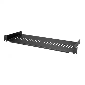 StarTech.com 1U Server Rack Shelf - Universal Vented Rack Mount Cantilever Tray for 19 inch Network Equipment Rack & Cabinet - Heavy Duty Steel – Weight Capacity 44lb/20kg - 7 inch Deep Shelf, Black