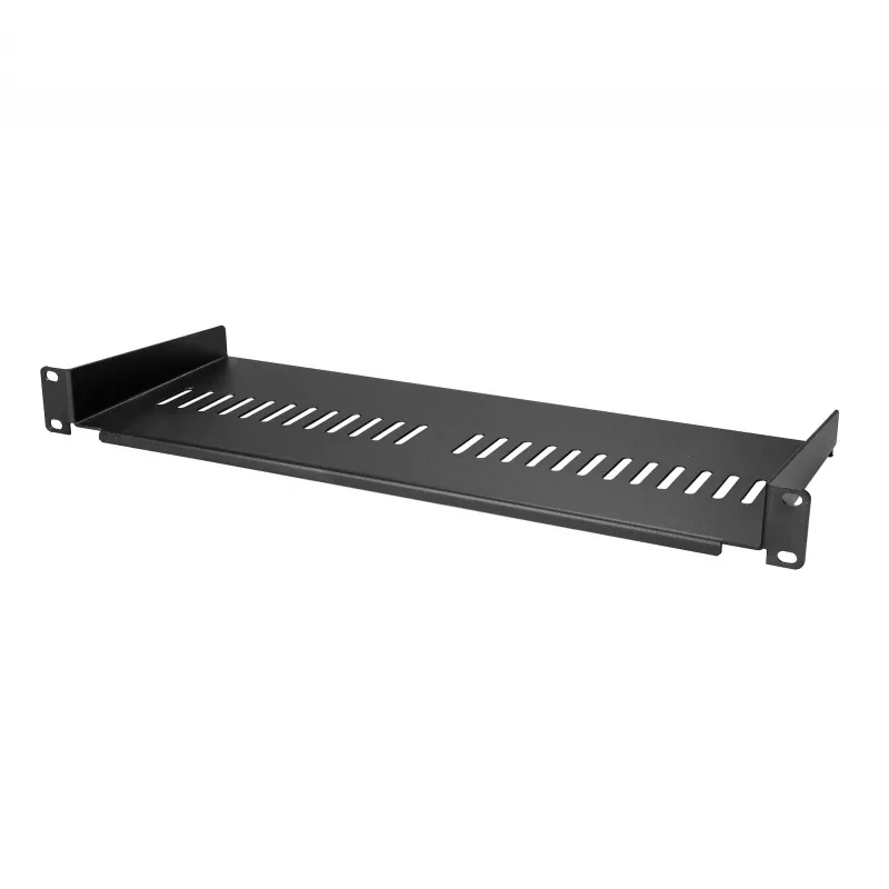 StarTech.com 1U Server Rack Shelf - Universal Vented Rack Mount Cantilever Tray for 19 inch Network Equipment Rack & Cabinet - Heavy Duty Steel – Weight Capacity 44lb/20kg - 7 inch Deep Shelf, Black