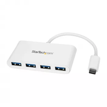 StarTech.com 4 Port USB C Hub with 4x USB-A Ports (USB 3.0 SuperSpeed 5Gbps) - USB Bus Powered - Portable/Laptop USB-C to USB-A Adapter Hub - USB 3.1 Gen 1/USB 3.2 Gen 1 Type-C Hub - White~4 Port USB C Hub with 4x USB-A Ports (USB 3.0 SuperSpeed 5Gbps) - USB Bus Powered - Portable/Laptop USB-C to USB-A Adapter Hub - USB 3.2 Gen 1 Type-C Hub - White