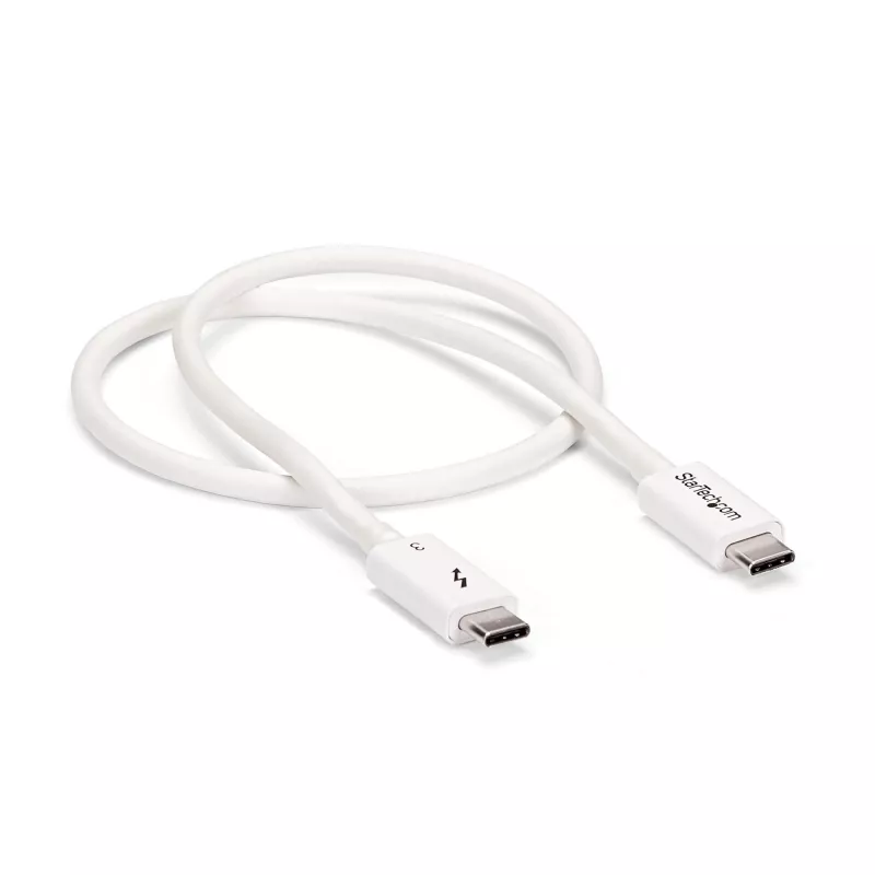 StarTech.com Thunderbolt 3 Cable - 40Gbps - 0.5m - White - Thunderbolt, USB, and DisplayPort Compatible