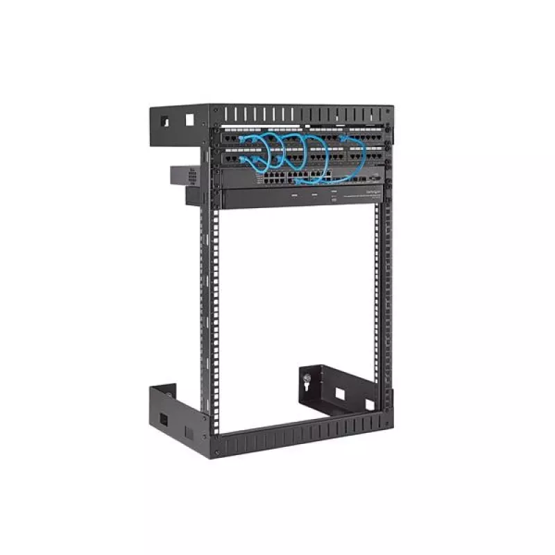 StarTech.com 15U 19 inch Wall Mount Network Rack - 12 inch Deep 2 Post Open Frame Server Room Rack for Data/AV/IT/Computer Equipment/Patch Panel with Cage Nuts & Screws 200lb Capacity, Black