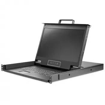 StarTech.com Rackmount KVM Console HD 1080p - Single Port VGA KVM with 17 inch LCD Monitor for Server Rack - Fully Featured 1U LCD KVM Drawer w/Cables & Hardware - USB Support - 50,000 MTBF