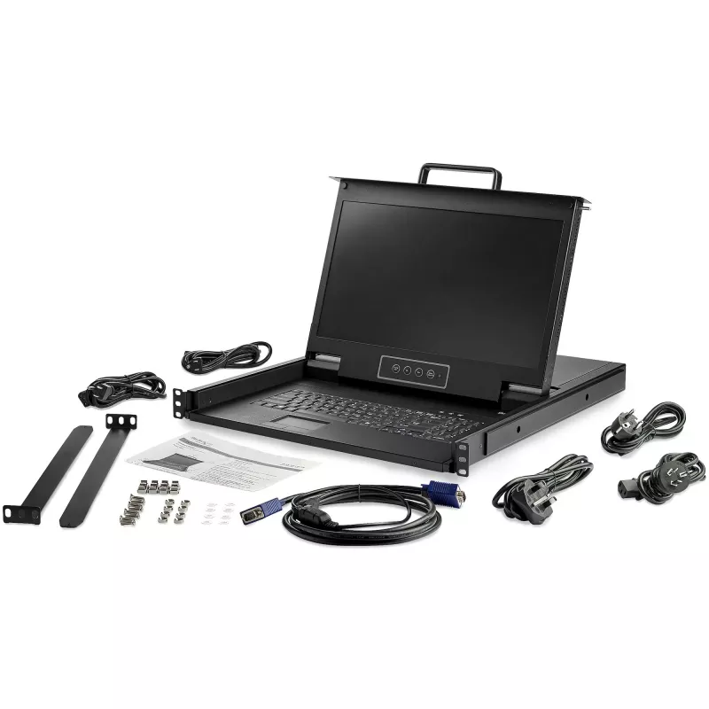 StarTech.com Rackmount KVM Console HD 1080p - Single Port VGA KVM with 17 inch LCD Monitor for Server Rack - Fully Featured 1U LCD KVM Drawer w/Cables & Hardware - USB Support - 50,000 MTBF