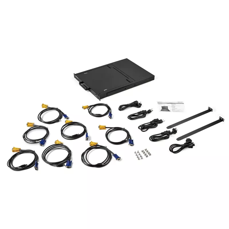 StarTech.com 8 Port Rackmount KVM Console w/ 6ft Cables - Integrated KVM Switch w/ 17 inch LCD Monitor - Fully Featured 1U LCD KVM Drawer- OSD KVM - Durable 50,000 MTBF - USB + VGA Support
