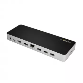 StarTech.com USB C Dock - Dual Monitor HDMI & DisplayPort 4K 30Hz - USB Type-C Laptop Docking Station 60W Power Delivery, SD, 4-port USB-A 3.0 Hub, GbE, Audio - Thunderbolt 3 Compatible