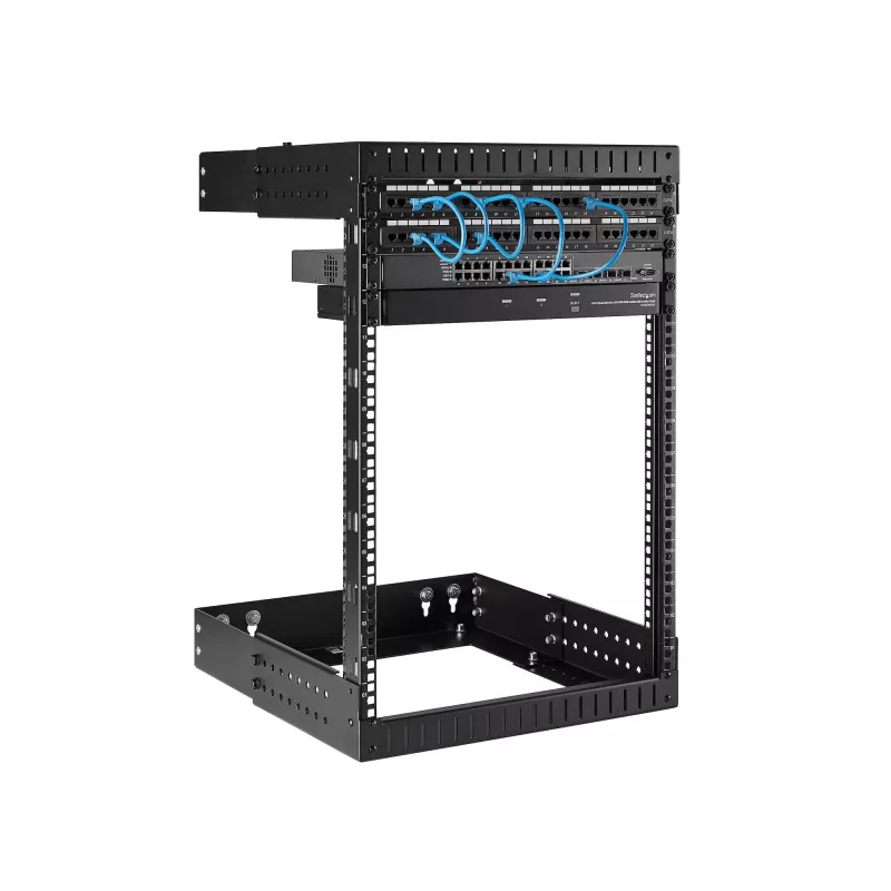 StarTech.com 15U 19 inch Wall Mount Network Rack - Adjustable Depth 12-20 inch 2 Post Open Frame Server Room Rack for AV/Data/ IT Communication/Computer Equipment/Switch w/Cage Nuts & Screws