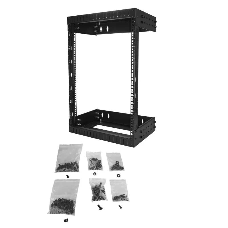StarTech.com 15U 19 inch Wall Mount Network Rack - Adjustable Depth 12-20 inch 2 Post Open Frame Server Room Rack for AV/Data/ IT Communication/Computer Equipment/Switch w/Cage Nuts & Screws