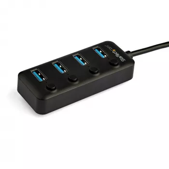 StarTech.com 4 Port USB C Hub - USB-C to 4x USB 3.0 Type-A Ports with Individual On/Off Port Switches - SuperSpeed 5Gbps USB 3.1/3.2 Gen 1 - USB Bus Powered - Portable - 25cm Attached Cable~4 Port USB C Hub - USB-C to 4x USB 3.0 Type-A Ports with Individual On/Off Port Switches - SuperSpeed USB 3.2 Gen 1 (5Gbps) - USB Bus Powered - Portable - 10 inch Attached Cable