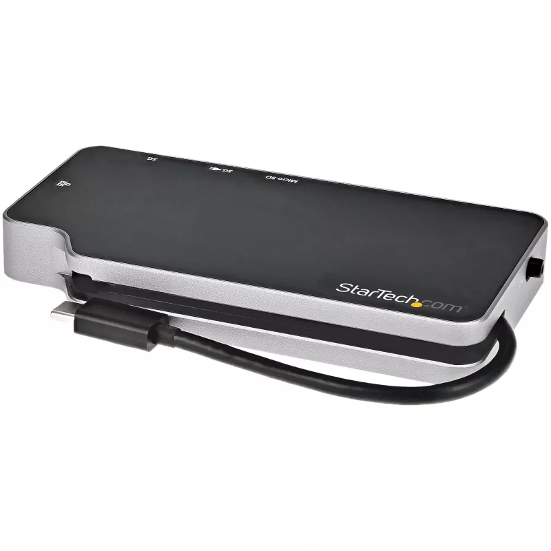 StarTech.com USB C Multiport Adapter - USB-C to 4K HDMI or VGA Video with 100W Power Delivery Pass-through, 2-Port 10Gbps USB Hub, MicroSD, GbE - USB 3.1 Gen 2 Type-C Mini/Travel Dock
