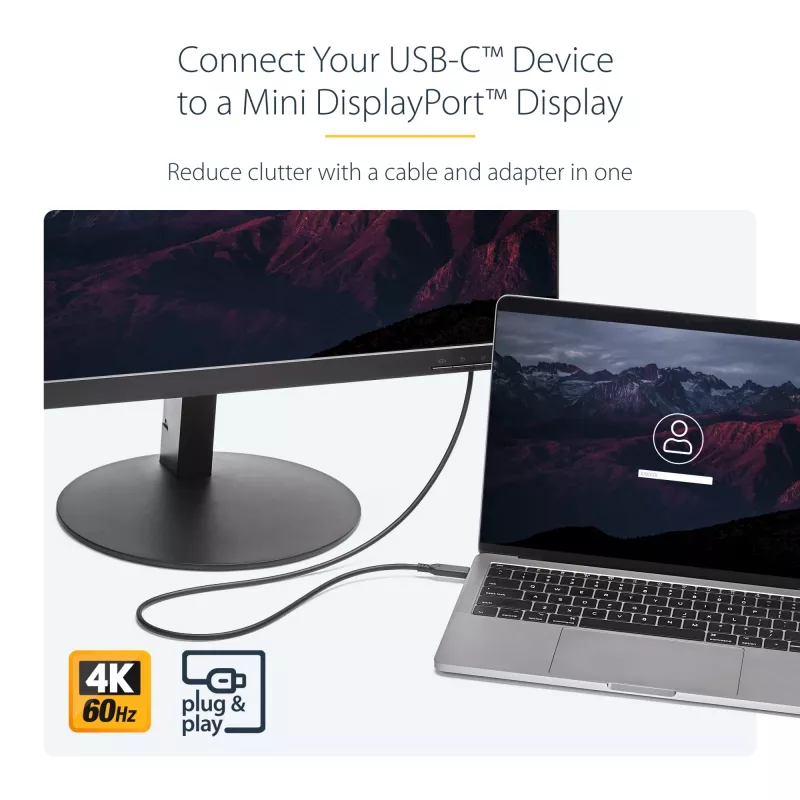 StarTech.com 6 ft. (1.8 m) USB-C to Mini DisplayPort Cable - 4K 60Hz - Black