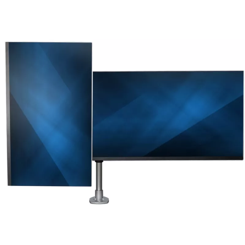 StarTech.com Desk Mount Dual Monitor Arm - Premium Articulating Monitor Arm - up to 30” VESA Mount Displays - Height Adjustable Monitor Mount - Rotate/Tilt/Swivel - Clamp/Grommet - Silver