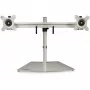 StarTech.com Dual Monitor Stand - Ergonomic Free Standing Dual Monitor Desktop Stand for two 24 inch VESA Mount Displays - Synchronized Height Adjustable - Double Monitor Pole Mount - Silver