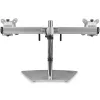 StarTech.com Dual Monitor Stand - Ergonomic Free Standing Dual Monitor Desktop Stand for two 24 inch VESA Mount Displays - Synchronized Height Adjustable - Double Monitor Pole Mount - Silver
